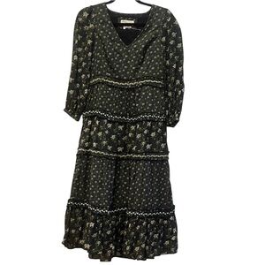 Anthropologie Karoline Tiered Floral Maxi Boho Dress Sz 2P Petite NWOT Braided